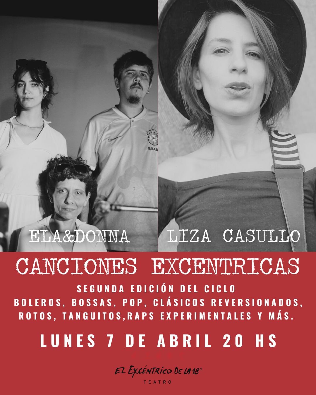 Afiche de Canciones excéntricas, segunda edición: Liza Casullo y ELA&DONNA