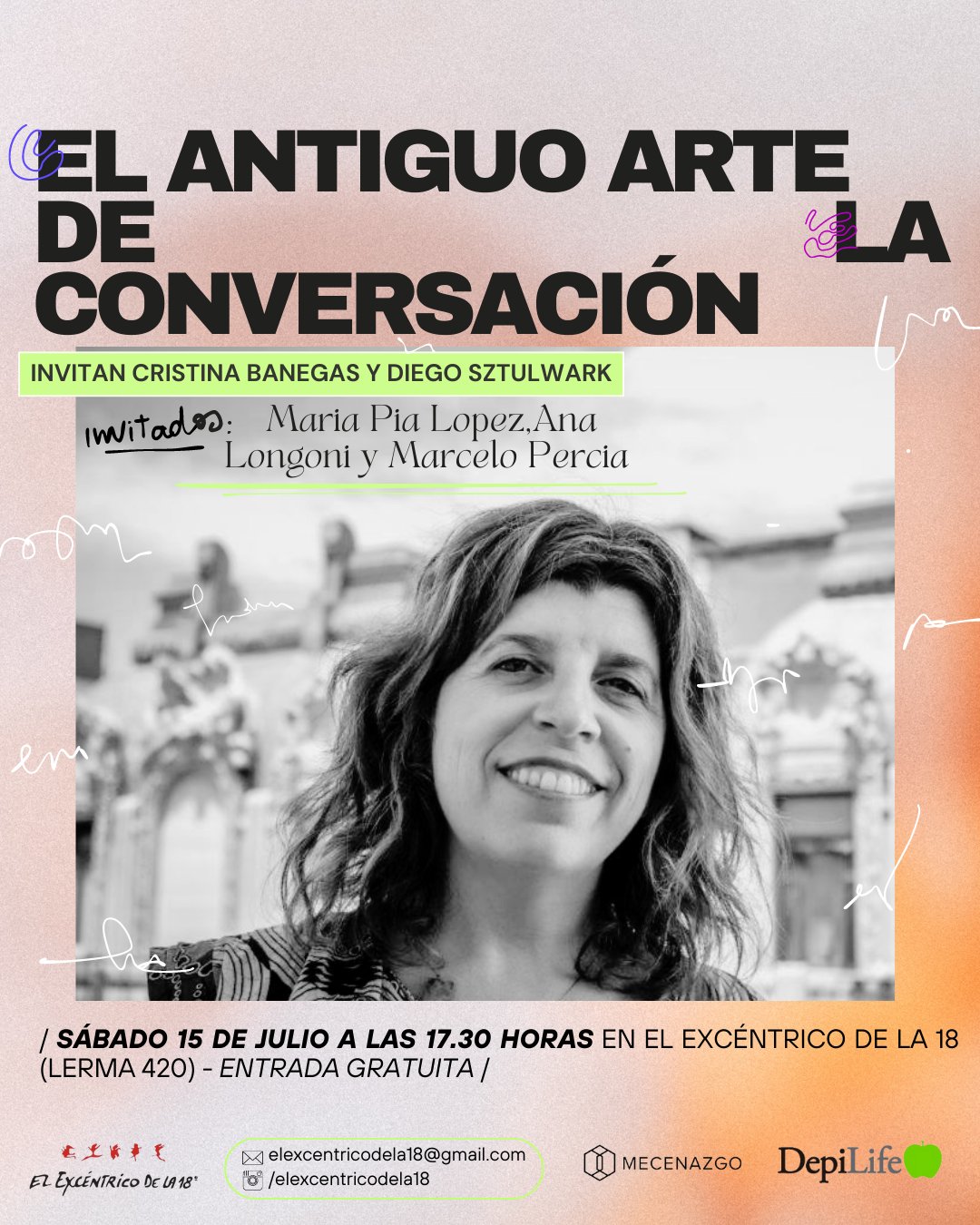 Afiche de María Pía López en El antiguo arte de la conversación, 2023